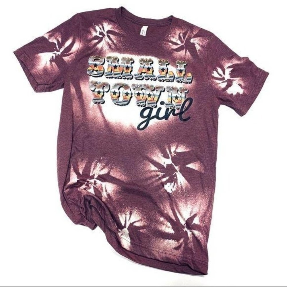 Small Town Girl Handmade Reverse Tie Dye Tee M